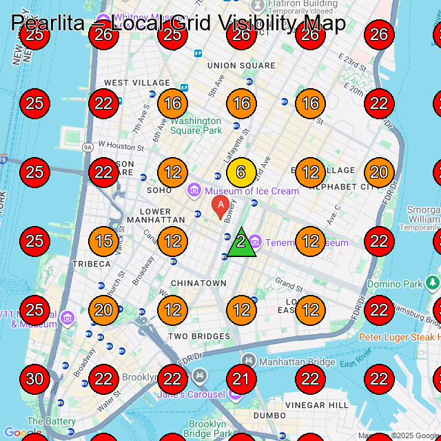 Pearlita GeoGrid visibility map for Hair Salon in New York